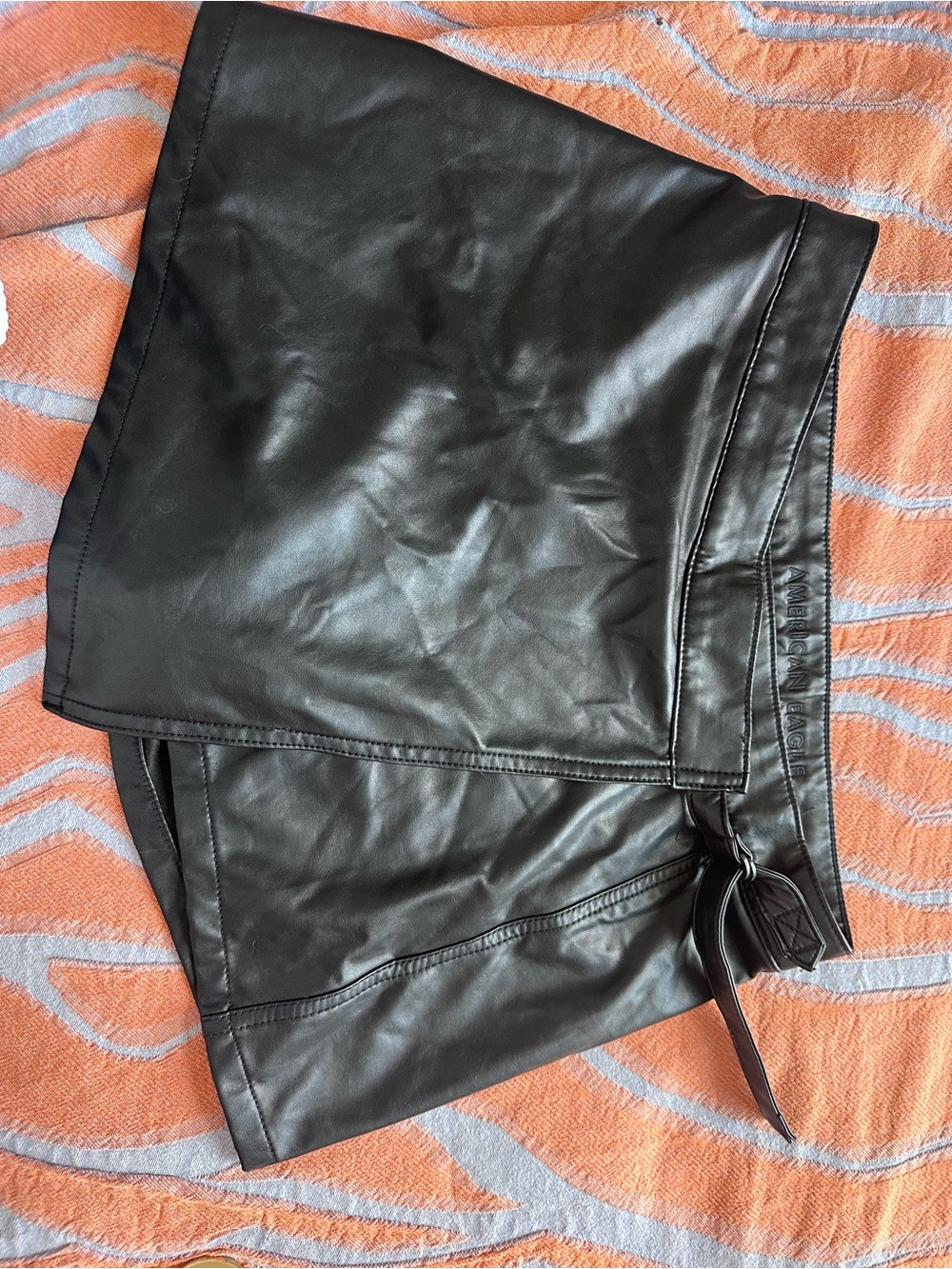 American Eagle Outfitters Black Faux Leather Mini Skort